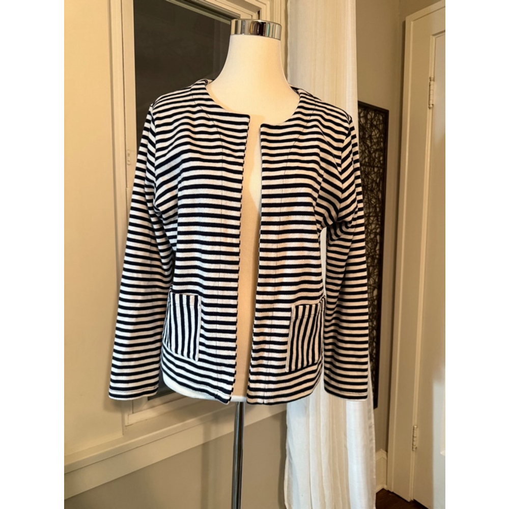 Women's Janie and Delancy Cardigan, L, White & Navy